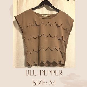 Brown top with jewels and layers. Perfect for business casual and dinner !